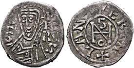 ITALY. Papal Coinage. John IX, 898-900. Denaro (Silver, 19 mm, 1.40 g, 5 h), in the name of Lambert, Holy Roman Emperor (891-898), January-October 898...