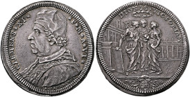 ITALY. Papal Coinage. Clement XI, 1700-1721. Testone (Silver, 34 mm, 9.14 g, 12 h), By E. Hamerani, Rome, VI = 1705/6. CLEMENS✱XI✱ - ✱P✱M✱A✱VI✱ Draped...