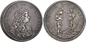 ITALY. Toscana (Granducato). Cosimo III de Medici, 1670-1723. Piastra 1676 (Silver, 46 mm, 31.06 g, 6 h). COSMVS•III• D•G•MA•DV•ETRURIAE•VI Cuirassed ...