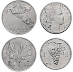 ITALY. Repubblica. 1946-present. Set of 2 coins (Aluminum, 5.78 g, 6 h), Rome, 1946 R. Two denominations: 10 Lire 1946 (Gigante 229. KM 90) and 5 Lire...