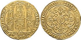 LOW COUNTRIES. Vlaanderen (Flanders). Lodewijk II van Male, 1346-1384. Gouden Flandres – Franc à pied (Gold, 31 mm, 4.16 g, 8 h), Gand (Ghent) or Mech...