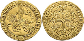 LOW COUNTRIES. Vlaanderen (Flanders). Lodewijk II van Male, 1346-1384. Gouden Rijder – Franc à cheval (Gold, 30 mm, 3.77 g, 11 h), Gand (Ghent) or Mec...