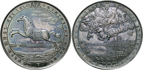 LOW COUNTRIES. Amsterdam. City. Medal 1650 (Silver, 69 mm, 85.73 g, 12 h), on the lifting of the siege of the city and the death of William II, Prince...