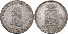 NORWAY. Karl XIV Johan, 1818-1844. Speciedaler 1834 (Silver, 37 mm, 29.00 g, 12 h), type II. Kongsberg. CARL XIV JOHAN,NORGES SVER:G:OG V:KONGE. Drape...