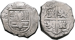 SPAIN, Reino de España. Felipe III el Piadoso, 1598-1621. 8 Reales (Silver, 38 mm, 27.78 g, 9 h), Sevilla, 1611-1615 S. [PHILI]P[PVS•III•]D•G• Crowned...