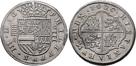 SPAIN, Reino de España. Felipe III el Piadoso, 1598-1621. 8 Reales 1620 (Silver, 41 mm, 27.88 g, 12 h), Segovia. PHILIPPVS•III•D•G Crowned coat of arm...