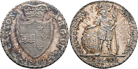 SWITZERLAND. Aargau, Kanton. 4 Franken (Neutaler) 1812 (Silver, 39 mm, 29.95 g, 6 h), Bern. CANTON - ARGAU / 1812 Crowned coat of arms. Rev. SCHWEIZER...