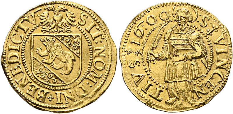 SWITZERLAND. Bern. Stadt. 2 Dukaten 1600 (Gold, 27 mm, 6.96 g, 1 h). SIT:NOMEN:D...