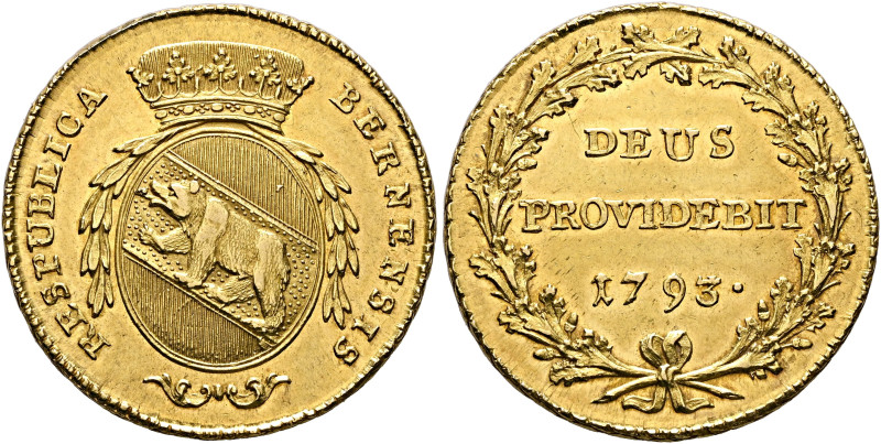 SWITZERLAND. Bern, Stadt. Doppelduplone 1793 (Gold, 29 mm, 15.26 g, 6 h). RESPUB...