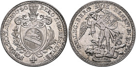 SWITZERLAND. Luzern. Beromünster. Halbtaler 1720 (Silver, 37 mm, 13.64 g, 12 h), so-called 'Michaelspfennig'. Commemorating the Millenium of the Found...