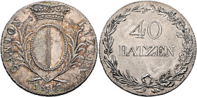 SWITZERLAND. Luzern. Kanton. 40 Batzen (Neutaler) 1817 (Silver, 39 mm, 29.37 g, 6 h), Luzern. CANTON - LUZERN / 1817. Crowned coat of arms. Rev. 40 / ...