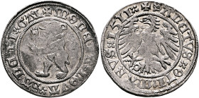 SWITZERLAND. St. Gallen, Stadt. Dicken 1511 (Silver, 30 mm, 9.44 g, 1 h). ✠ mOnЄTA*nOVA*SANnCTI*GAL Bear advancing left. Rev. ✠ SAnCTVS+OTI'mARVS+1511...