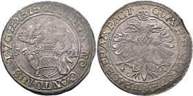 SWITZERLAND. Zug. Kanton. Taler 1621 (Silver, 42 mm, 27.08 g, 6 h). ✱•MONETA•NO•CANTONIS•TVGIENSIS 1621• Angel kneeling left, holding globus cruciger ...