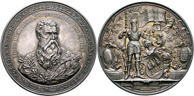 SWITZERLAND. Zürich. Stadt. Medal 1889 (Silver, 68 mm, 171.00 g, 12 h), on the 400th Anniversary of the death of Hans Waldmann, mayor of the city. By ...
