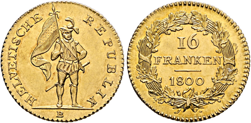 SWITZERLAND. Helvetische Republik. 1798-1803. 16 Franken = Duplone 1800 B (Gold,...