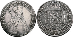 TRANSYLVANIA. Gabriel Bethlen, 1613-1629. Taler 1629 NB (Silver, 44 mm, 27.84 g, 7 h), Baia Mare (Nagybánya). GAB•D:G•SA·RO•IM: - •ET•TRAN•PRIN Cuiras...