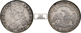 UNITED STATES. 1776-pres. Half Dollar 1825 (Silver, 32 mm, 13.49 g, 6 h), Capped Bust. By J. Reich. Philadelphia. Liberty bust left, 1825 below. Rev. ...