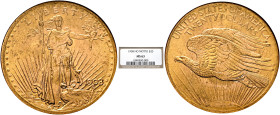 UNITED STATES. 1776-pres. 20 Dollars 1908 (Gold, 34.1 mm, 33.40 g, 6 h), Double Eagle, without motto. By A. Saint-Gaudens. Philadelphia. LIBERTY / 190...