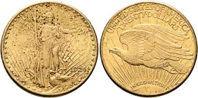 UNITED STATES. 1776-pres. 20 Dollars 1924 (Gold, 34 mm, 33.40 g, 6 h), Double Eagle, with motto. By A. Saint-Gaudens. Philadelphia. LIBERTY / 1924 Fac...