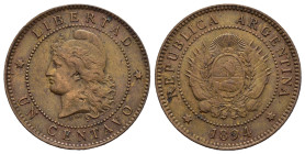 ARGENTINA. 1 centavo 1894. Cu. BB