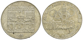 AUSTRIA. Seconda Repubblica. 100 Schilling (1975) per Vienna. AR (g 24,04). Olimpiadi invernali di Innsbruck del 1976. Aquila su valore. R/ Logo olimp...