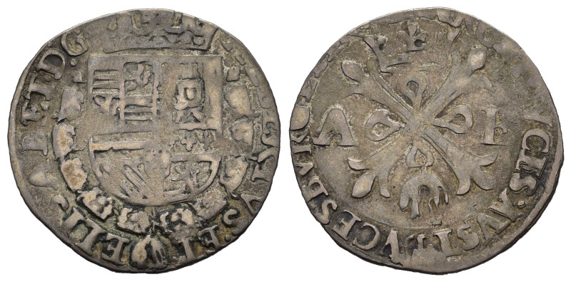 BELGIO. Brabante. Alberto VII e Isabella (1598-1621). Real. AR (g 2,96). Stemma ...