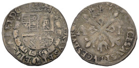BELGIO. Brabante. Alberto VII e Isabella (1598-1621). Real. AR (g 2,96). Stemma coronato. R/ Croce burgunda; A-E ai lati, corona sopra. Vanhoudt 595; ...