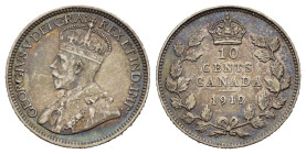 CANADA. Giorgio V, 10 Cents 1919. Ag. SPL