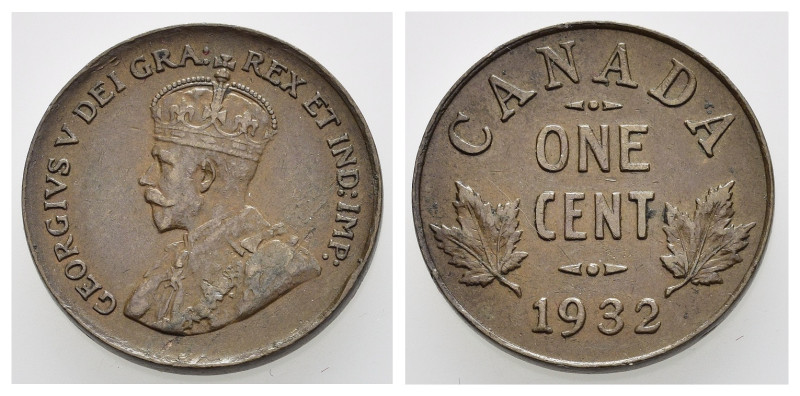 CANADA. Giorgio V. 1 cent 1932. Cu. BB