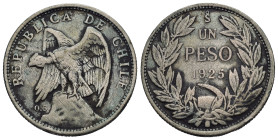 Cile. Santiago. 1 peso 1925. Ag. MB