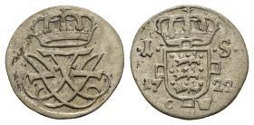 DANIMARCA. Frederik IV (1699-1730). 1 Skilling 1722. MI (g 0,65). Monogramma coronato. R/ Stemma coronato. KM 520. BB. Nr. Reg. 632/25