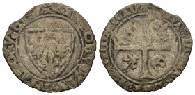 FRANCIA. Carlo VI (1380-1422). Blanc Guenar. MI (g 2,50). Stemma con tre gigli. R/ Croce; due gigli e due corone nei quarti. Cf. Duplessy 377. MB. Nr....