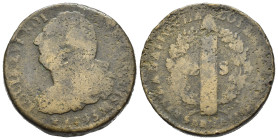 FRANCIA. Luigi XVI (1774-1792). 2 Sols 1793-A per Parigi. CU (g 26,45). Busto drappeggiato a sinistra. R/ Fascio con berretto frigio entro corona di q...
