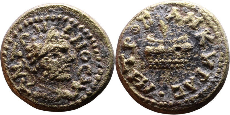 Caracalla (211-217) Bronze coin. Obv: Laureate, draped bust of emperor. Rev: Pri...