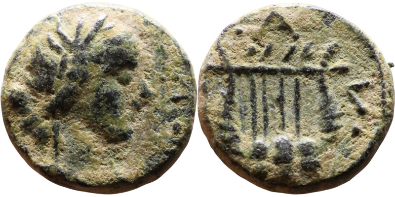 Nero (54-68) Antioch Syria. Bronze Obverse: head of Apollo, right Reverse: Lyre...
