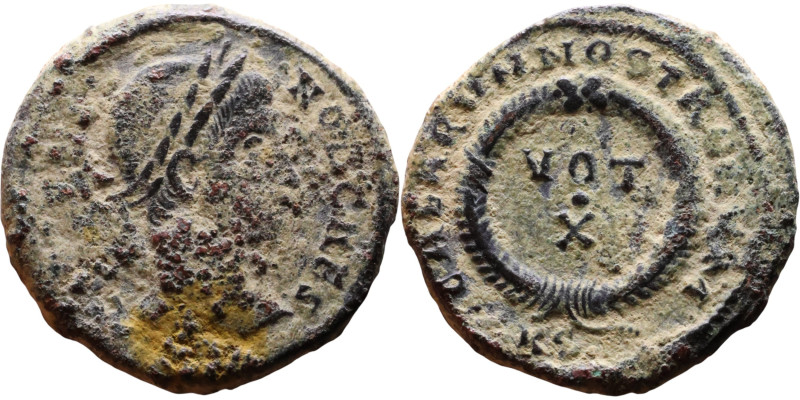 Constantinus II (Caesar:317-337) Follis. Obverse: Laureate, draped, cuirassed bu...