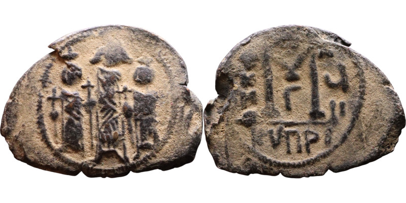 Heraclius, Martina and Heraclius Constantine (610-641) Follis Obverse: From left...