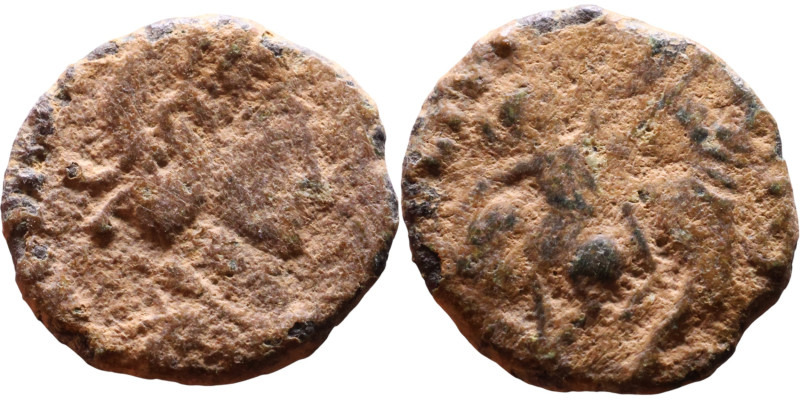 Honorius (395-423) Follis. Obv: DN HONORIVS PF AVG bust of emperor. Pearl-diadem...