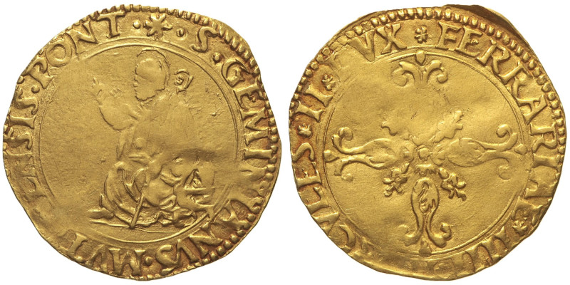 MODENA - Ercole II d'Este (1534-1559) Scudo d'oro del Sole DUX FERRARIAE Mir 643...