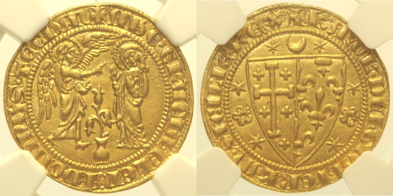 NAPOLI - Carlo I d'Angiò (1266-1285) Saluto d'Oro FR-808 RR gr. 4,37 In Slab NGC...