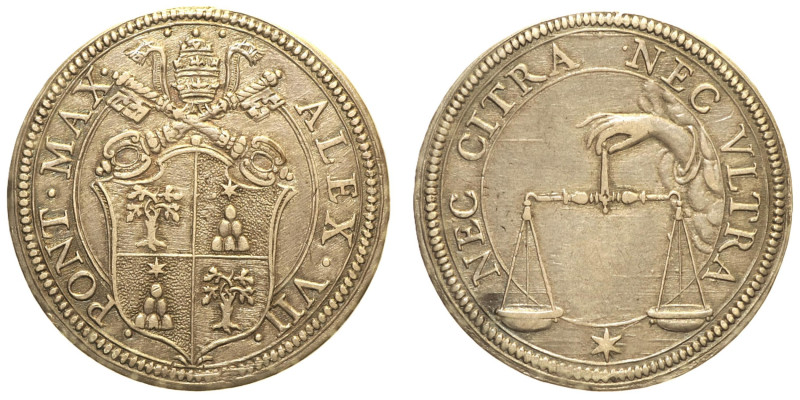 ROMA - Stato Pontificio - Alessandro VII (1655-1667) Testone s.d.. D/ Stemma: R/...