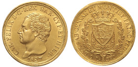 REGNO DI SARDEGNA - Carlo Felice (1821-1831) 80 Lire 1827 Genova Gig. 6 AU Oro gold gr 25,83 leggermente pulita