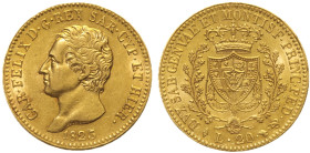 REGNO DI SARDEGNA - Carlo Felice (1821-1831) 20 Lire 1823 Torino - Gig 21 Mont. 32, Varesi 11; Au Oro Gold gr 6,45 Bei fondi lucenti