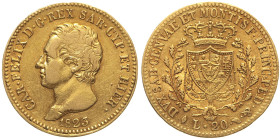 REGNO DI SARDEGNA - Carlo Felice (1821-1831) 20 lire 1823 Torino Gig. 21 NC AU Oro Gold gr. 6,43