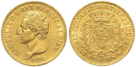 REGNO DI SARDEGNA - Carlo Felice (1821-1831) - 20 Lire 1826 -  Torino - Gig. 26 AU, Oro, Gold- gr. 6,42 Fondi lucenti