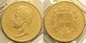 REGNO DI SARDEGNA - Carlo Alberto (1831-1849) 100 Lire 1834 Torino Gig. 5 Au Oro Gold Periziata Gullini SPL