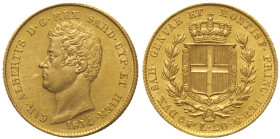 REGNO DI SARDEGNA - Carlo Alberto (1831-1849) 20 Lire 1834 Torino - Mont. 49, Varesi 39; Au Oro Gold gr 6,45 Bellissimo esemplare dai fondi lucenti
