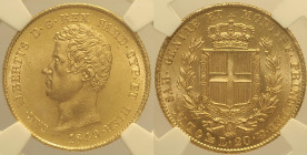 REGNO DI SARDEGNA Carlo Alberto (1831-1849) 20 Lire 1849 Genova - Gig. 44 AU Oro Gold  In Slab NGC MS64