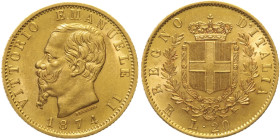 REGNO D'ITALIA - Vittorio Emanuele II (1861-1878) 20 Lire 1874 Roma - Mont. 147, Varesi 113; Au Oro Gold gr 6,44