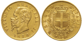 REGNO D'ITALIA - Vittorio Emanuele II (1861-1878) 20 Lire 1878 Roma - Mont. 152, Varesi 118; Au Oro Gold gr 6,45